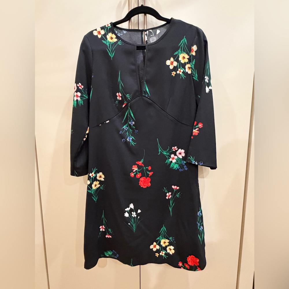 Vince Camuto Black Floral Long Sleeve Dress